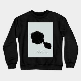 Tahiti French Polynesia Island Map dark Crewneck Sweatshirt